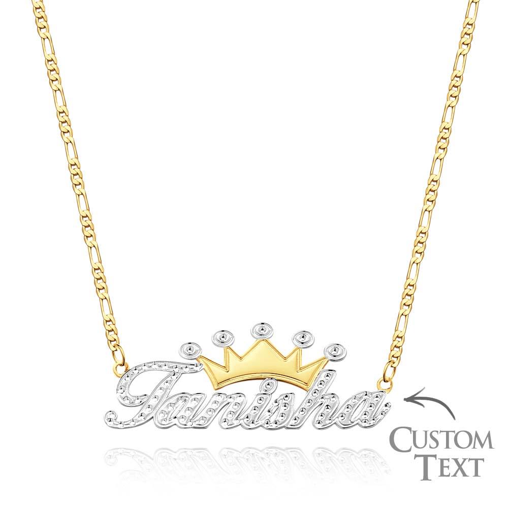 Personalised Hip Hop Name Necklace With Crown Metal Necklace Gifts for Men - soufeeluk