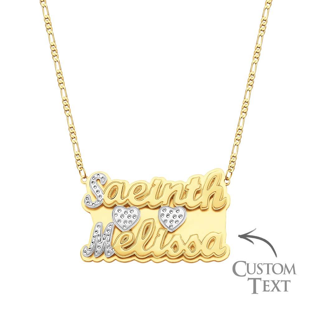 Personalised Two Lines Name Necklace Hip Hop Metal Jewellery Necklace Gifts for Men - soufeeluk