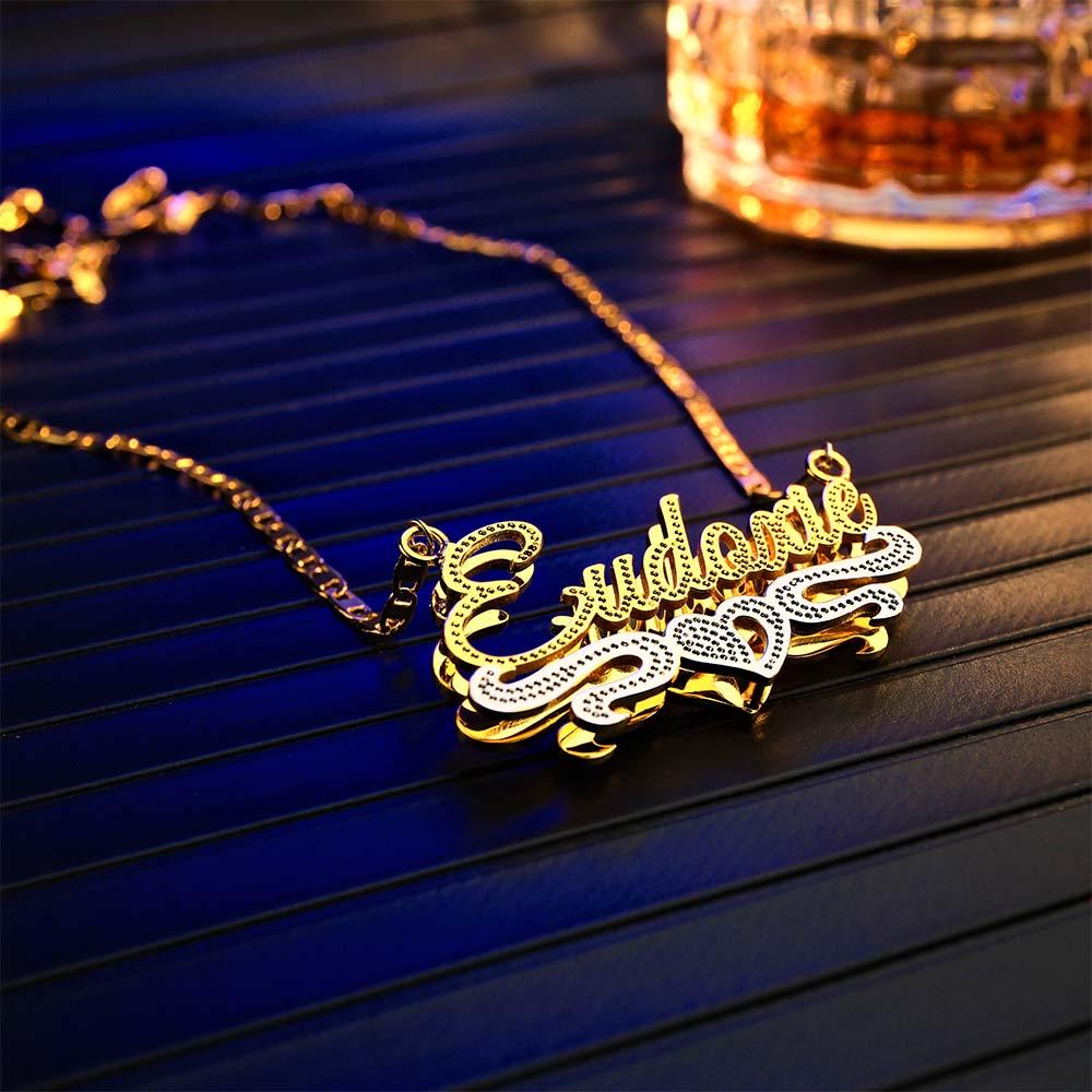 Personalised Name Necklace Fashion Love Heart Decor Necklace Gifts for Men - soufeeluk