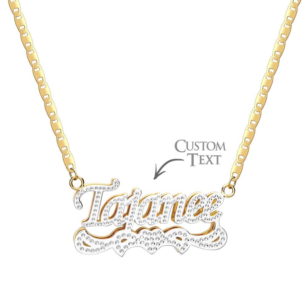 Personalised Name Necklace Bling Metal Heart Decor Necklace Gifts for Men - soufeeluk