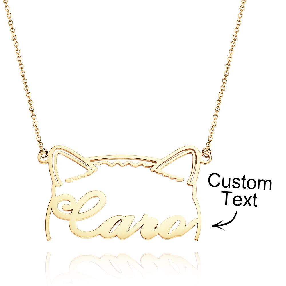 Custom Pet Silhouette Name Necklace Cute Dog Cat Modeling Jewellery Gift for Pet Lover - soufeeluk