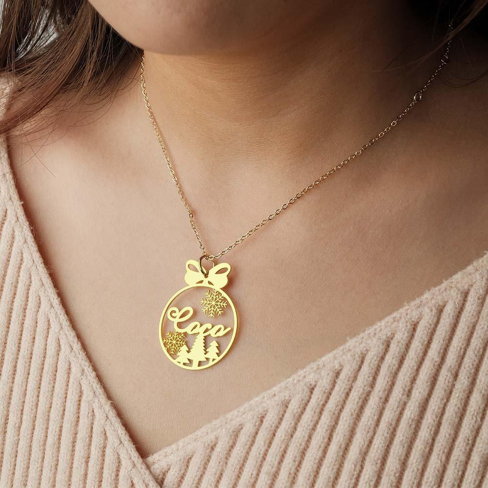 Custom Christmas Tree Name Necklace Gift for Her - soufeeluk