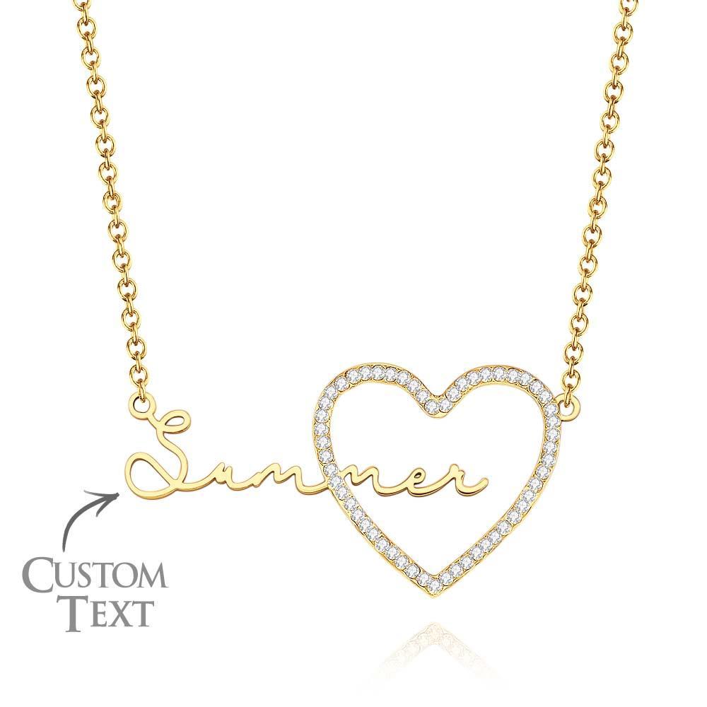 Custom Name Necklace Heart Iced Name Hollow Out Necklace Jewellery Gift For Her - soufeeluk