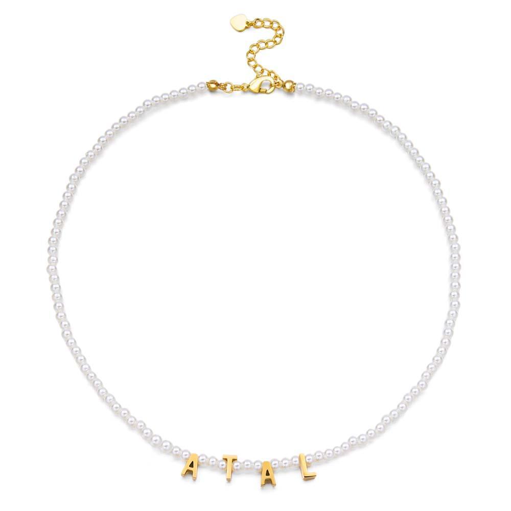 Personalised Pearl Necklace Custom Name Necklace Gift For Her - soufeeluk