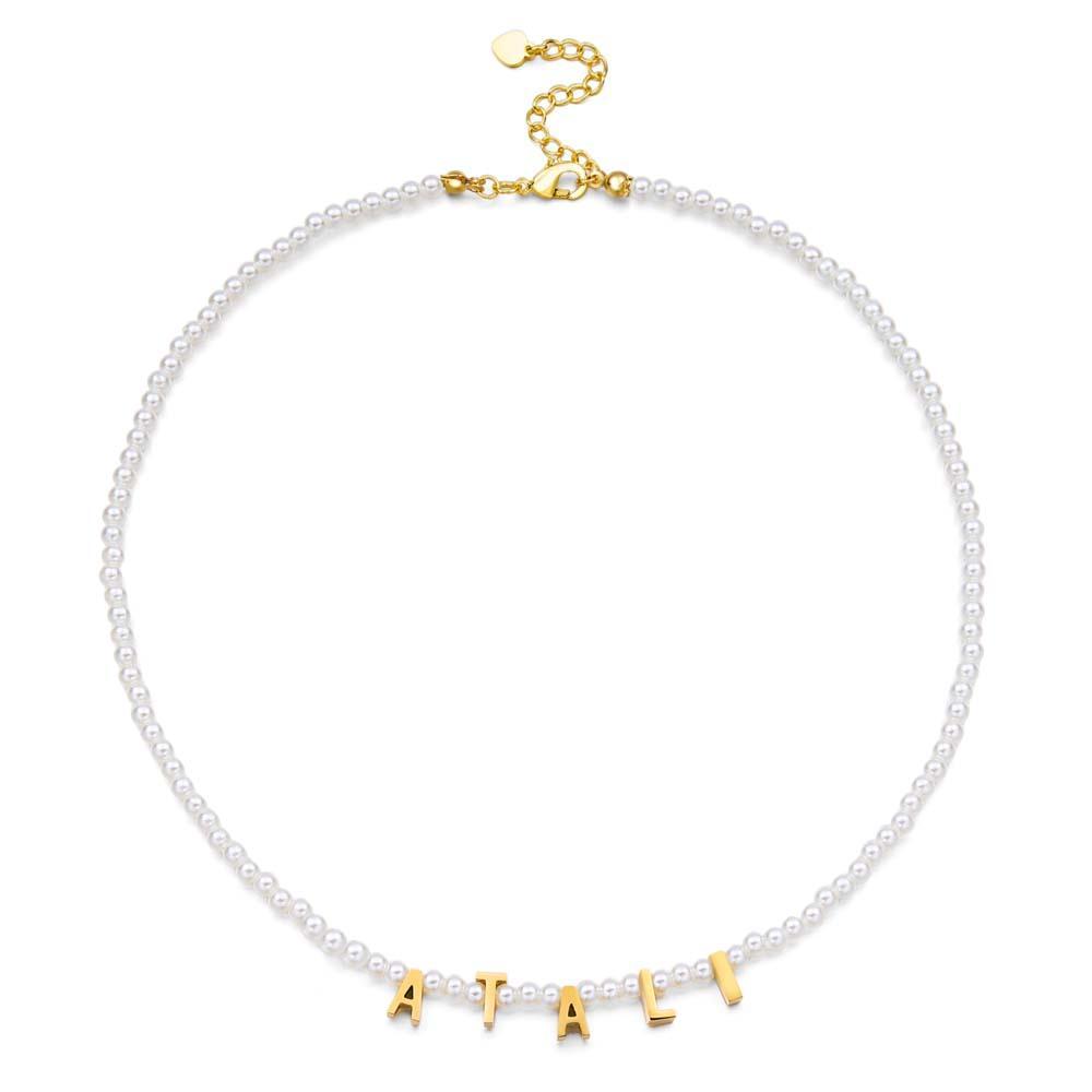 Personalised Pearl Necklace Custom Name Necklace Gift For Her - soufeeluk