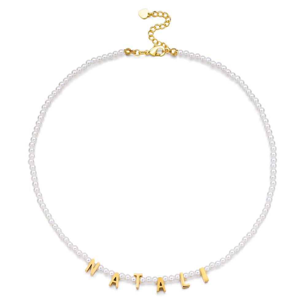 Personalised Pearl Necklace Custom Name Necklace Gift For Her - soufeeluk