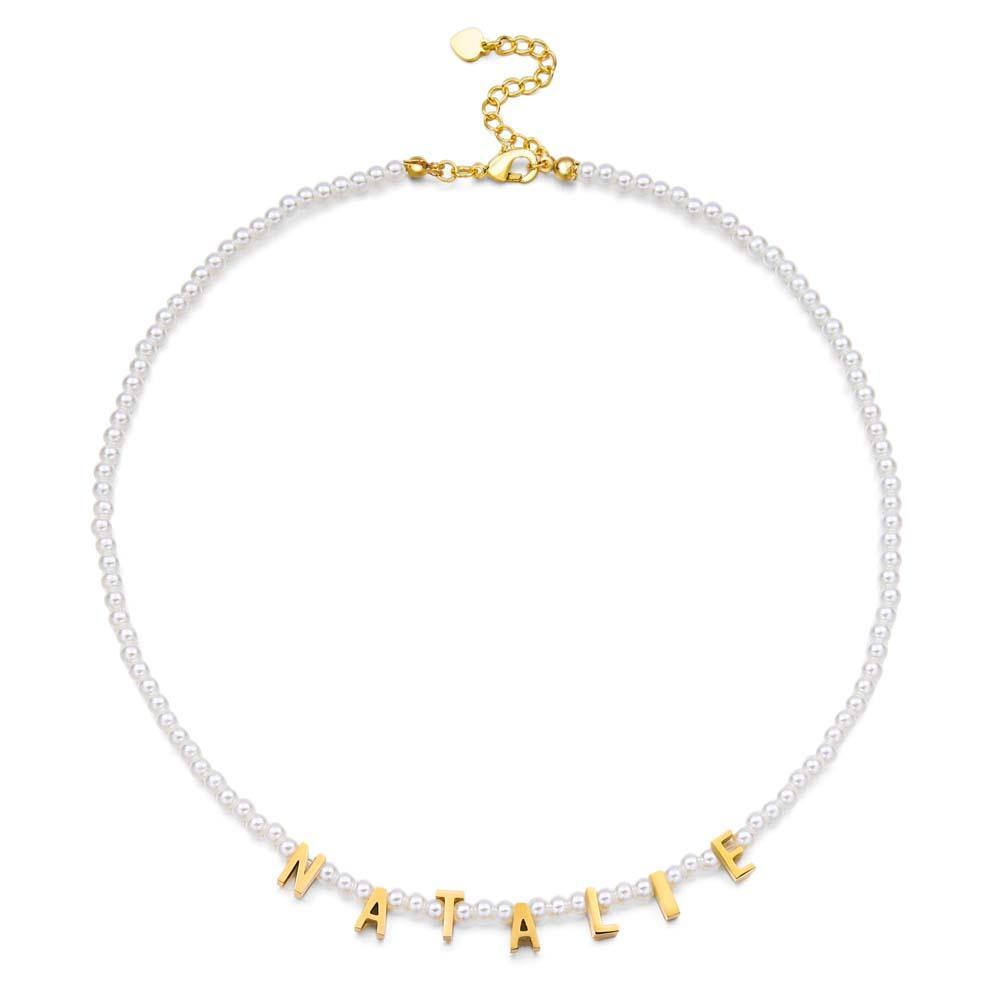 Personalised Pearl Necklace Custom Name Necklace Gift For Her - soufeeluk