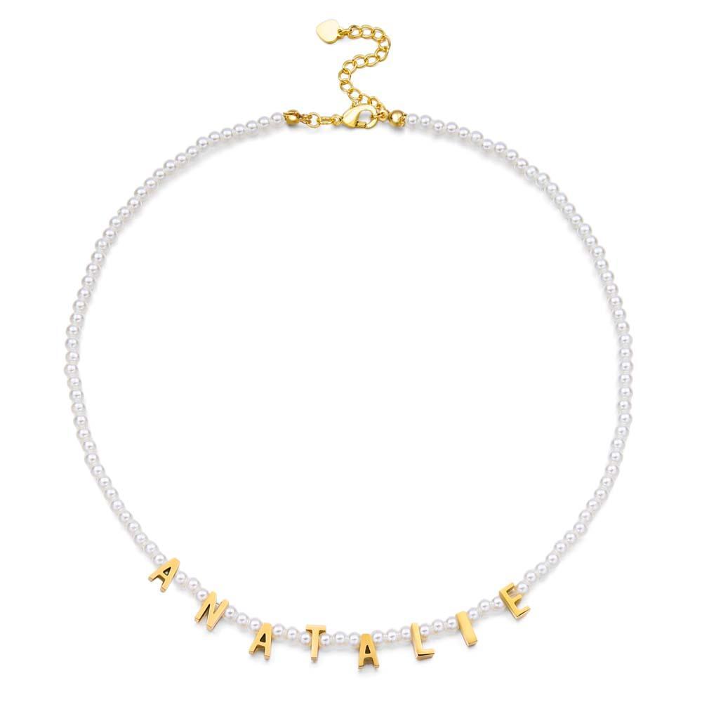 Personalised Pearl Necklace Custom Name Necklace Gift For Her - soufeeluk