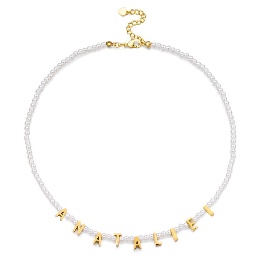 Personalised Pearl Necklace Custom Name Necklace Gift For Her - soufeeluk