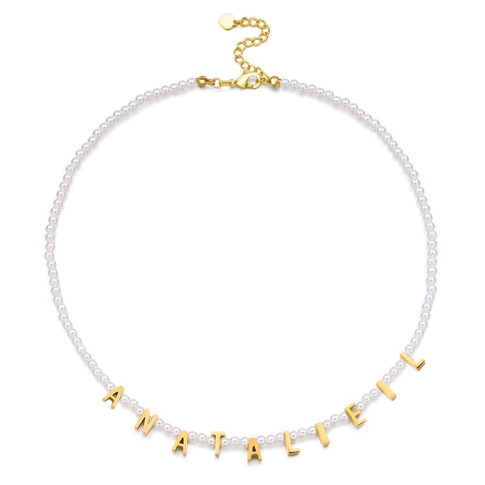 Personalised Pearl Necklace Custom Name Necklace Gift For Her - soufeeluk