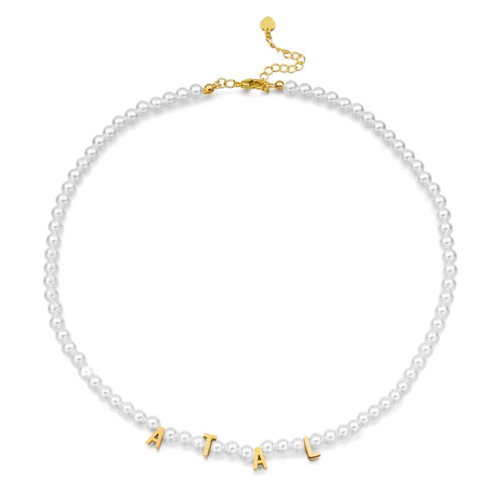 Personalised Pearl Necklace Custom Name Necklace Gift For Her - soufeeluk