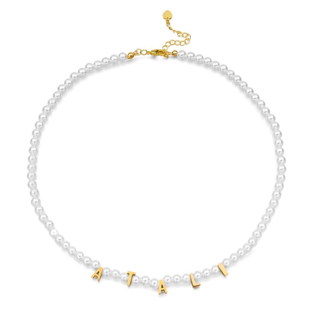 Personalised Pearl Necklace Custom Name Necklace Gift For Her - soufeeluk