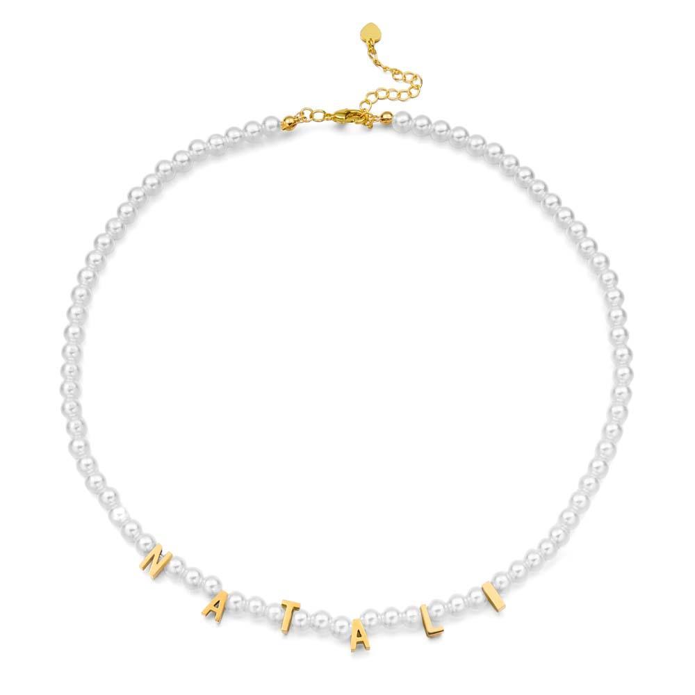 Personalised Pearl Necklace Custom Name Necklace Gift For Her - soufeeluk
