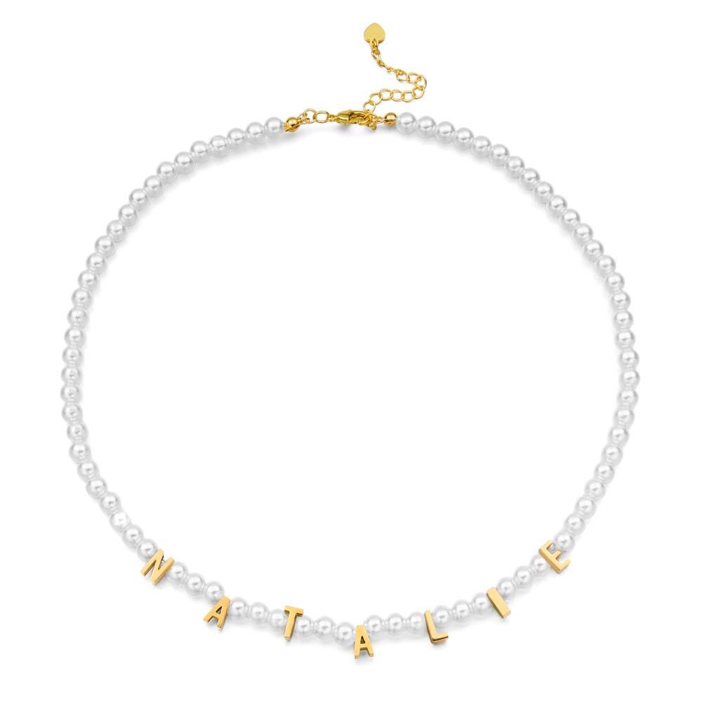 Personalised Pearl Necklace Custom Name Necklace Gift For Her - soufeeluk