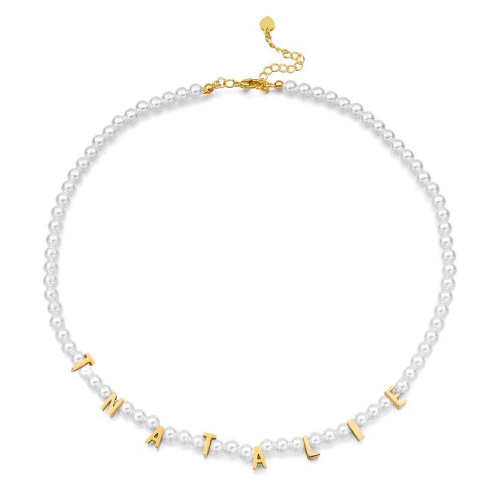 Personalised Pearl Necklace Custom Name Necklace Gift For Her - soufeeluk