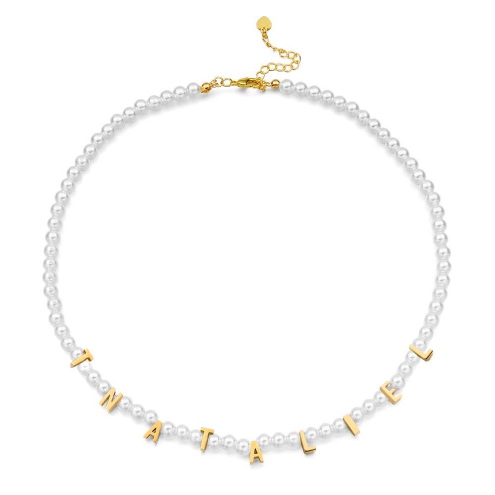 Personalised Pearl Necklace Custom Name Necklace Gift For Her - soufeeluk