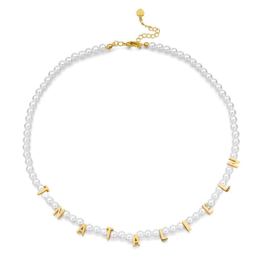 Personalised Pearl Necklace Custom Name Necklace Gift For Her - soufeeluk