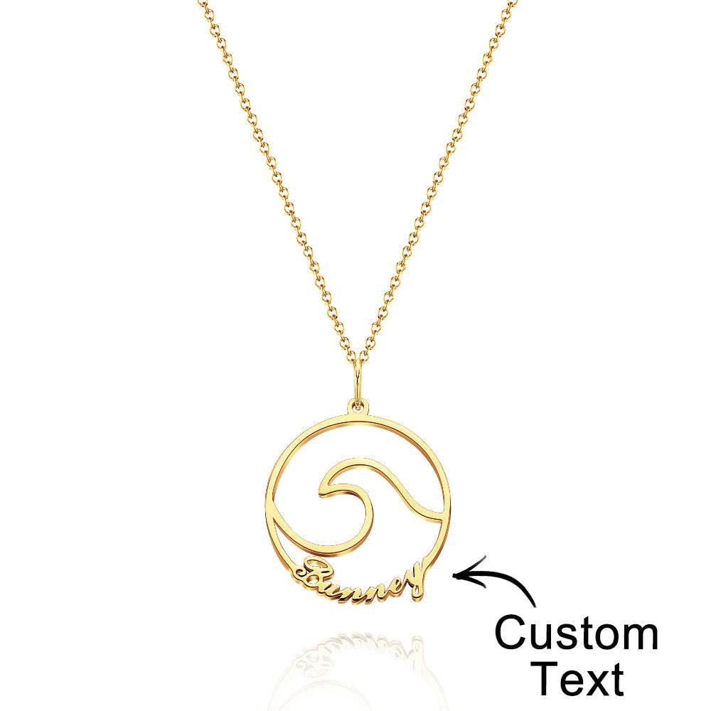 Custom Name Ocean Wave Name Necklace Personalised Necklace Gift for Her - soufeeluk