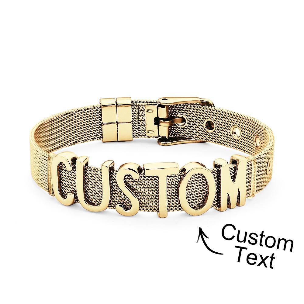 Men Wristband Custom Punk Jewellery Wide Nylon Band Bracelet DIY Custom 1-8 Initial Letter Charm - soufeeluk