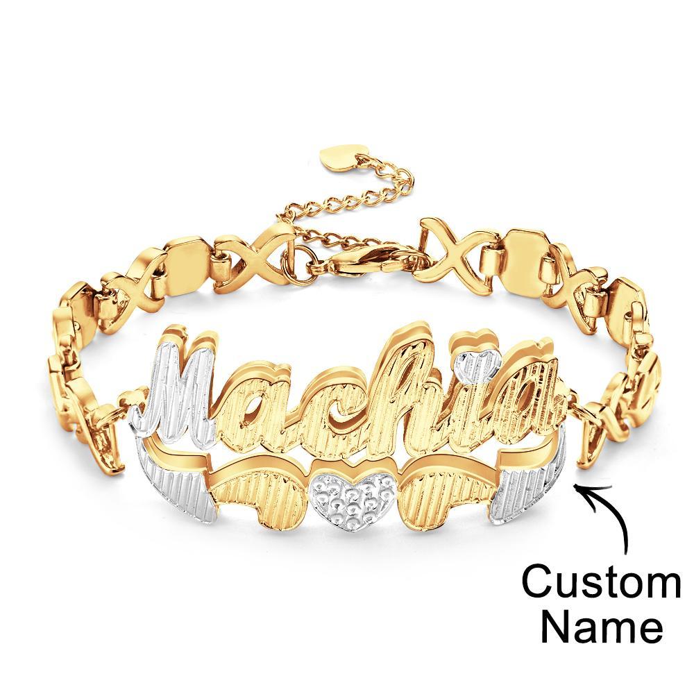 Personalised Hip Hop Name Bracelet Initial Chain Bracelet Jewellery Gifts For Men - soufeeluk