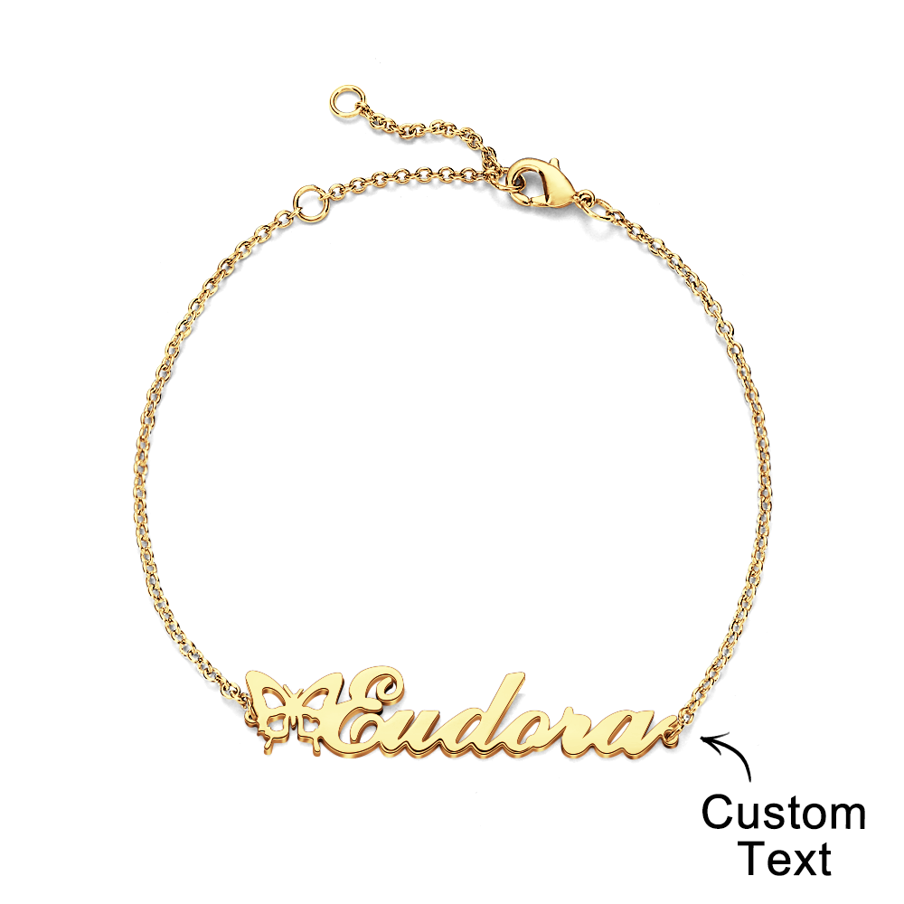 Custom Name Butterfly Bracelet Personalised Name Bracelet Gift for Her - soufeeluk