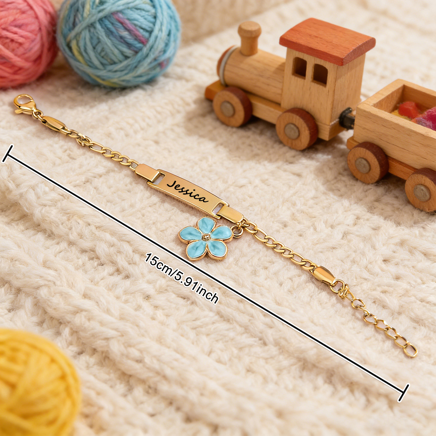 Custom Name Child Bracelets Chain Link Adjustable Personalized Daisy Flower Charms Gift For Girls - soufeeluk