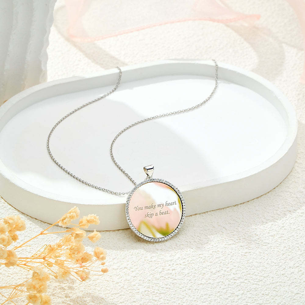Engravable Mirror Necklace Elegant Ziron Pendant Jewellery Gifts For Women - soufeeluk