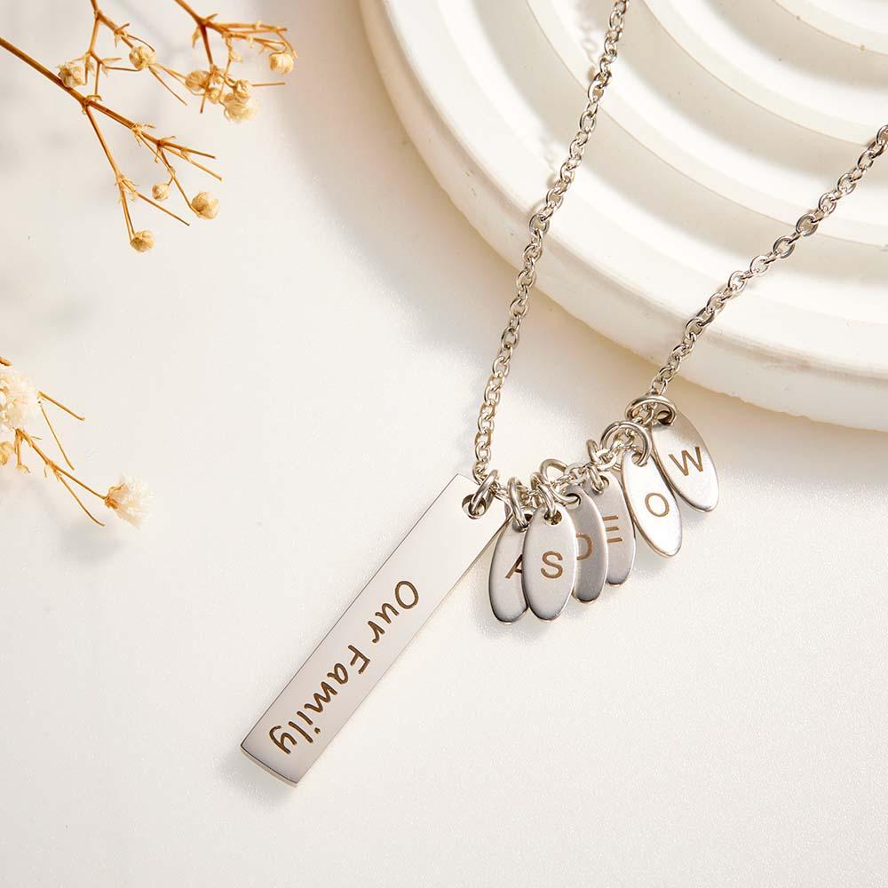 Custom Initial Leaf Bar Necklace Noble Engraved Name Pendant Gifts For Her - soufeeluk