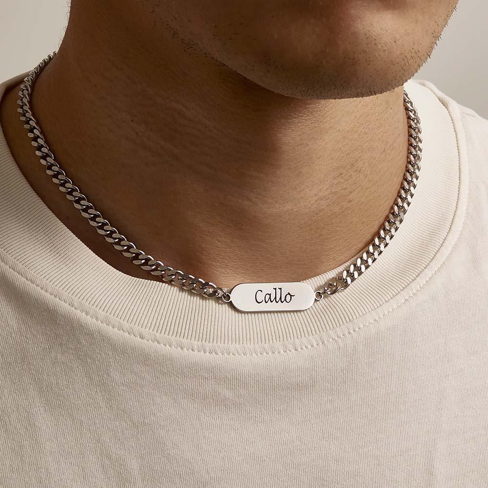 Custom Name Necklace Personalised Vintage Cuban Link Chain Necklace Gift for Men Women - soufeeluk