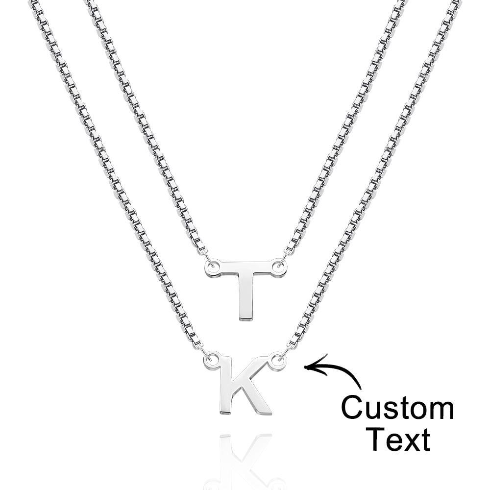 Double Chain Name Necklace Personalized Letter Necklace Initial Gift Necklace Gift For Women