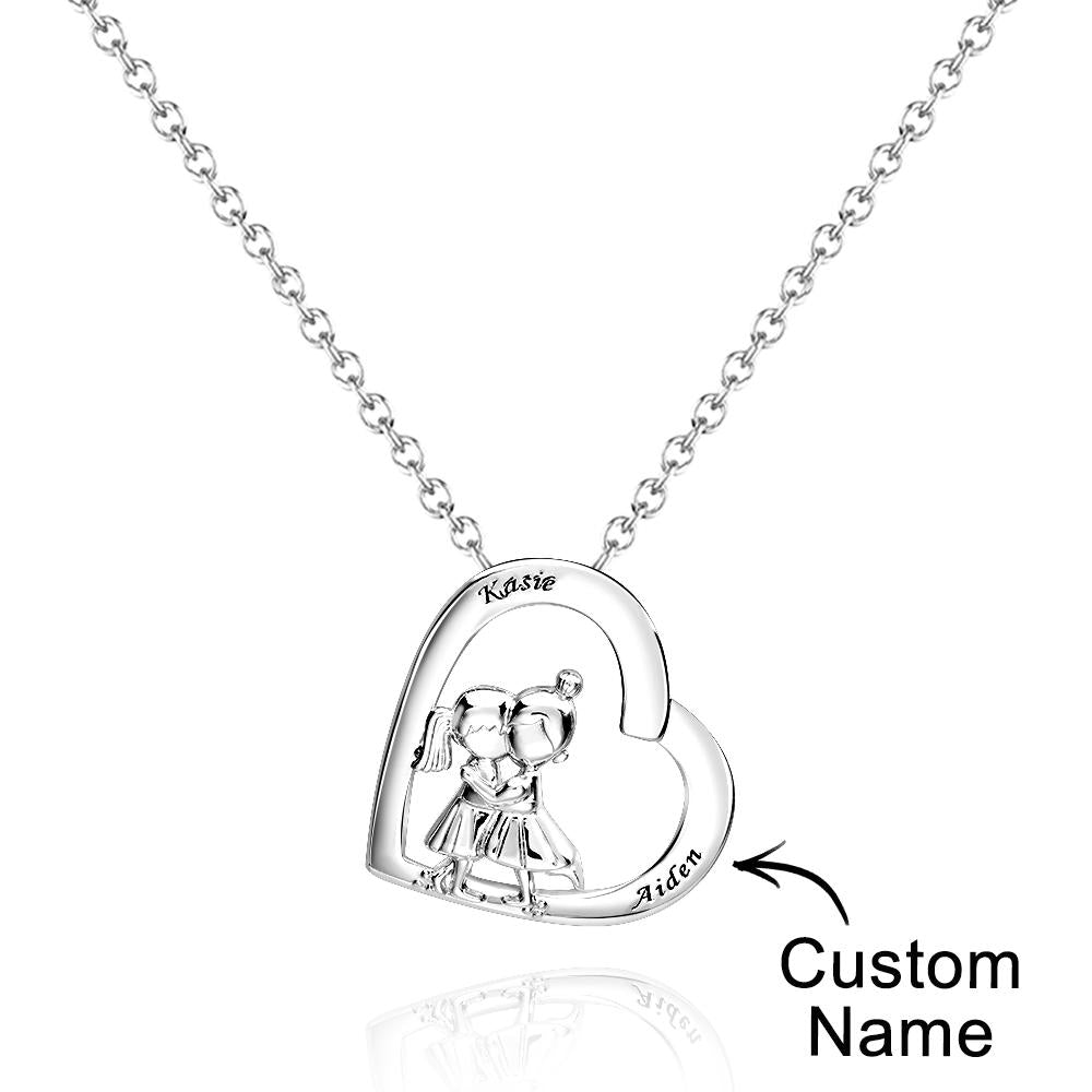 Custom Engraved Best Friends Necklace     Personalised Heart Pendant Necklace Gifts For Her - soufeeluk