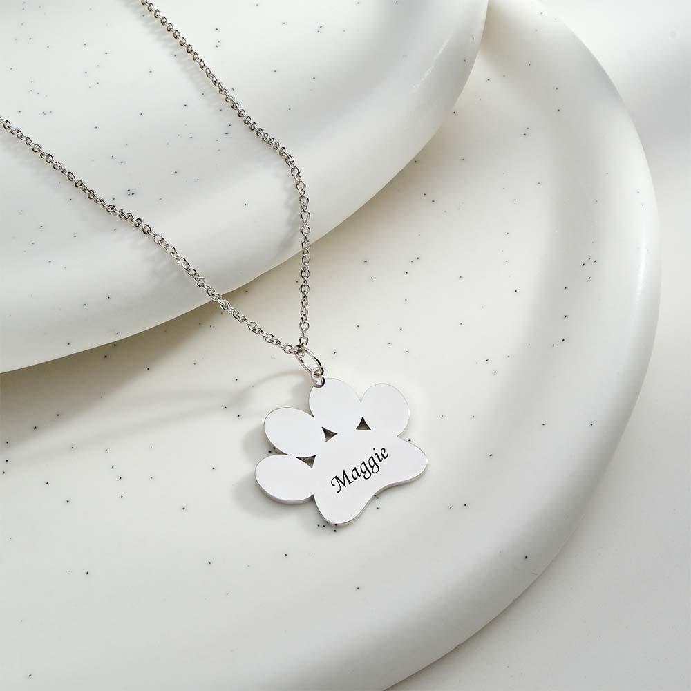 Lovely Engravable Pet Paw Necklace Dog Paw Pendant For Pet Lovers - soufeeluk