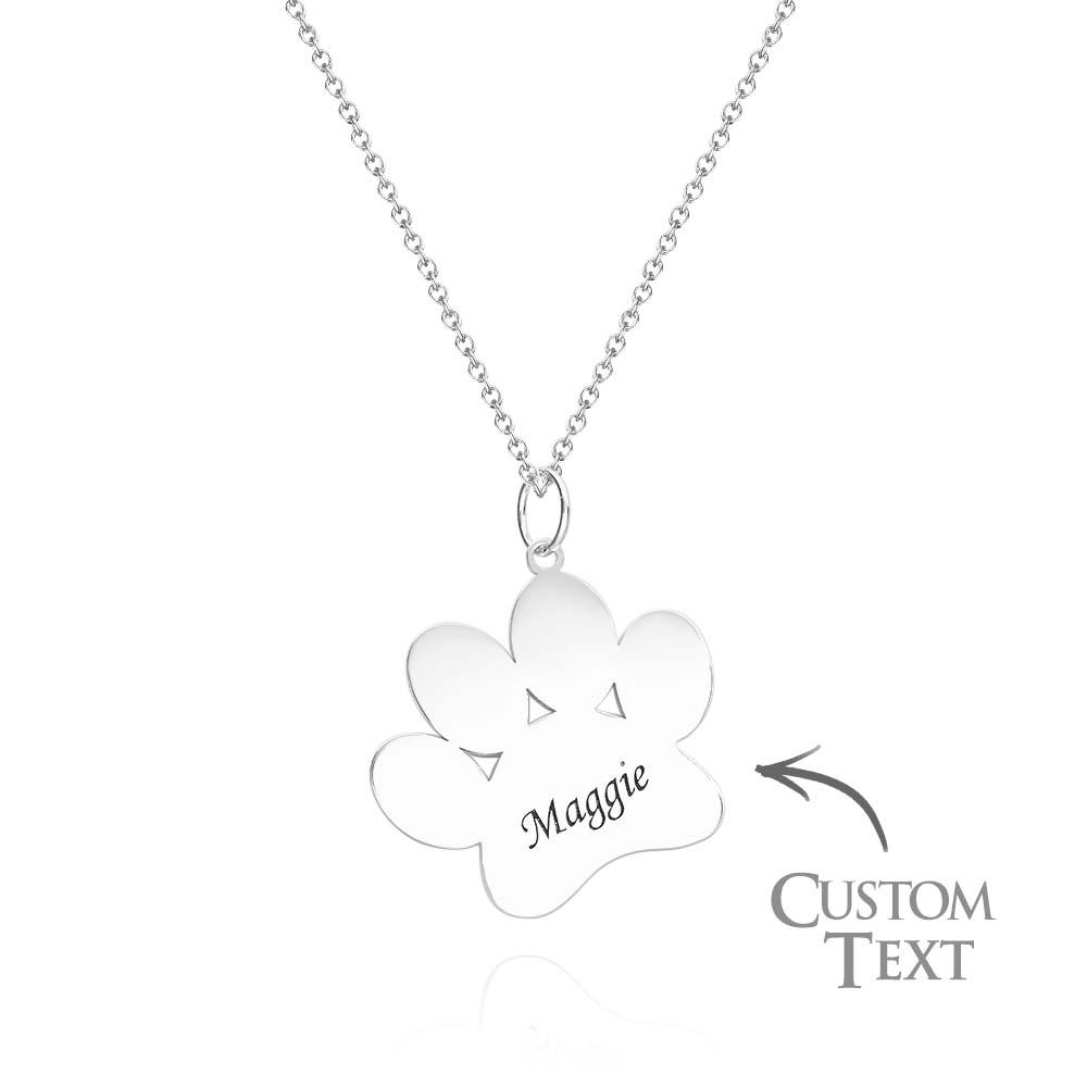 Lovely Engravable Pet Paw Necklace Dog Paw Pendant For Pet Lovers - soufeeluk