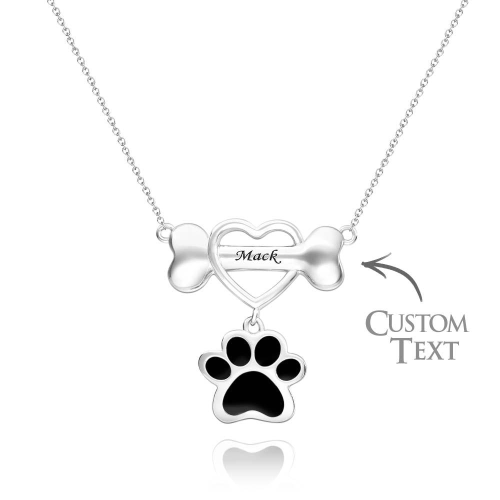 Engravable Pet Paw Theme Necklace Bone Pendant Jewellery For Pet Lovers - soufeeluk