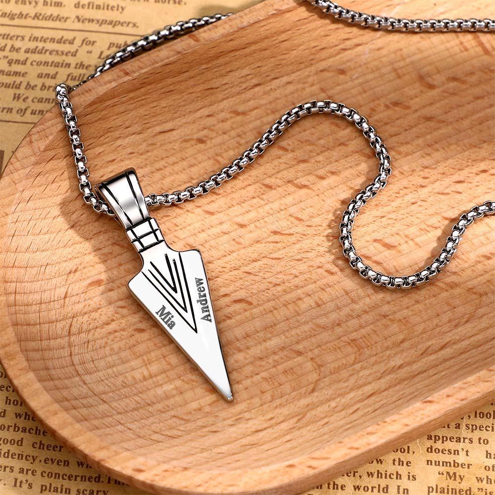 Custom Name Necklace Spear Point Fashion Gift for Men - soufeeluk