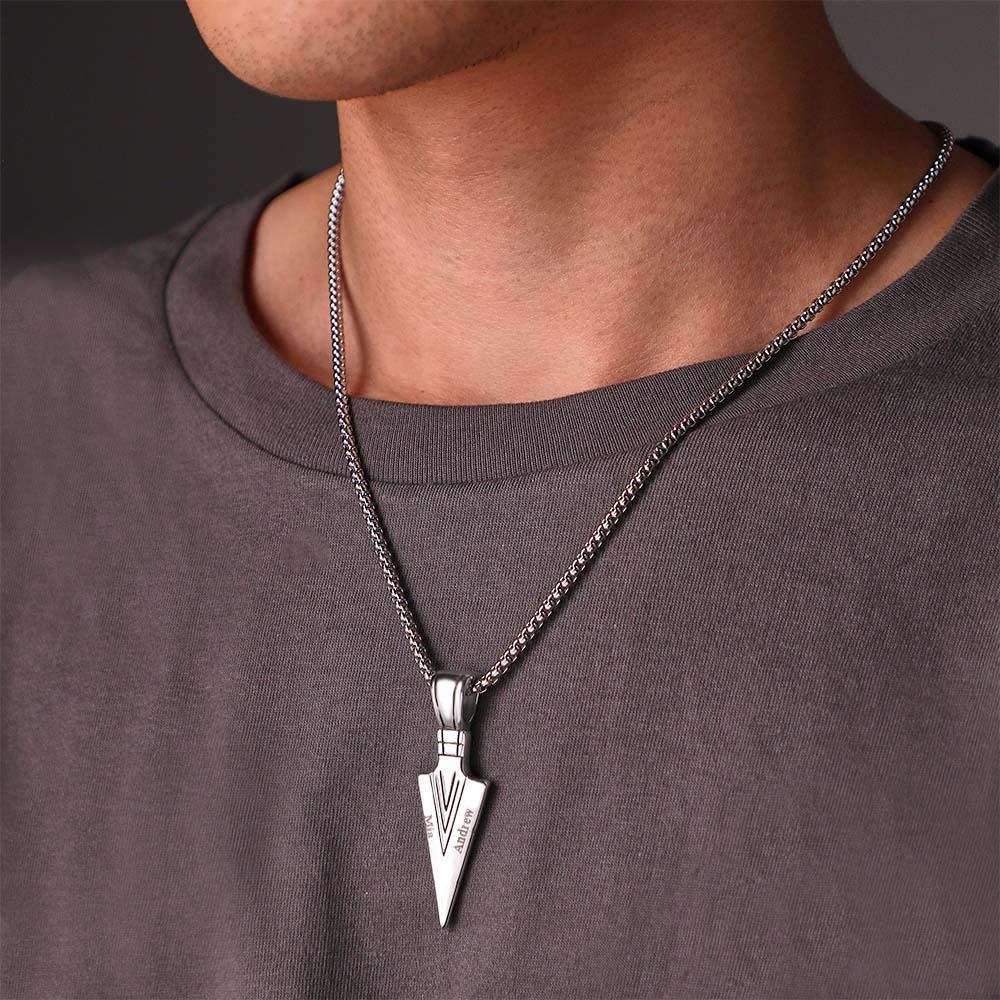 Custom Name Necklace Spear Point Fashion Gift for Men - soufeeluk