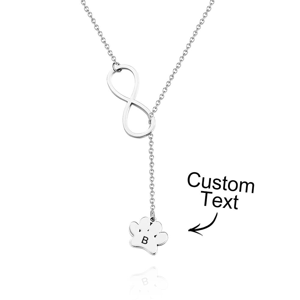 Personalised Letter Paw Print Necklace Initials Necklace for Pet Lover - soufeeluk