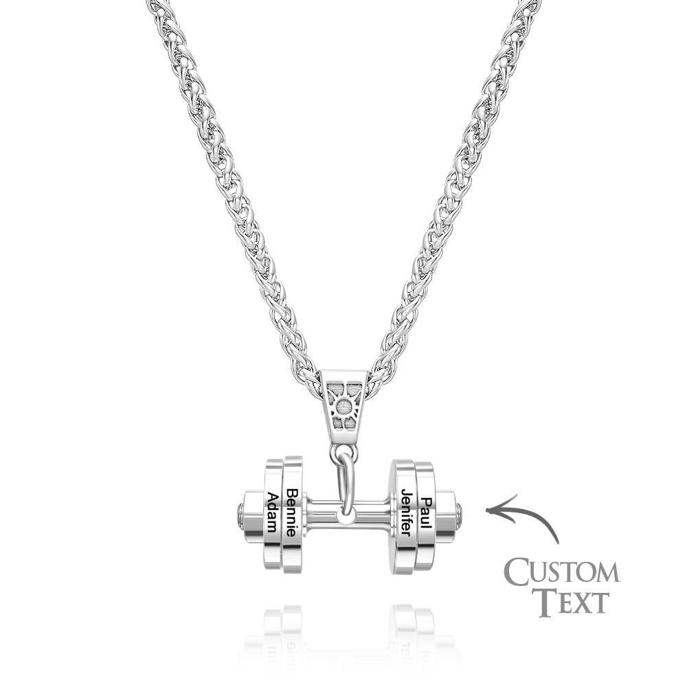 Personalised DAD Dumbbell Charm Necklace Fashionable Pendant Father's Day Gift - soufeeluk