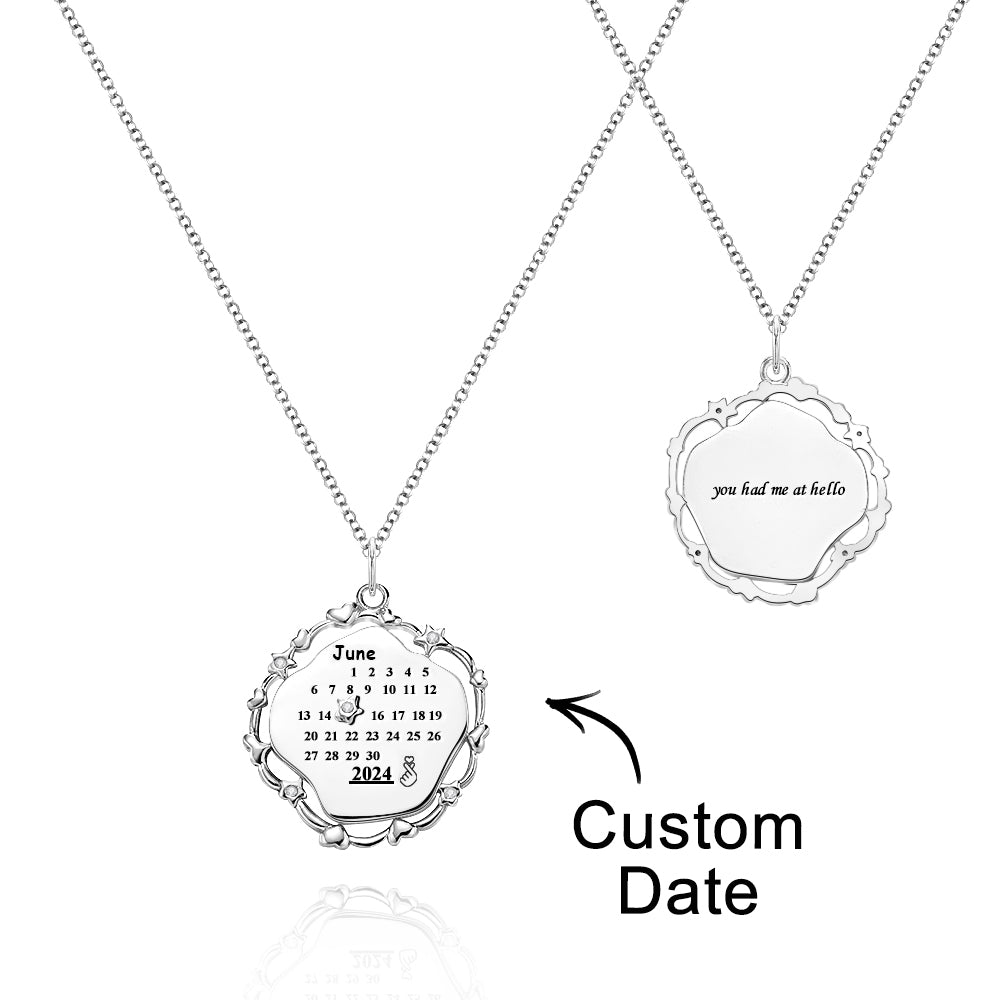 Personalised Calendar Necklace Creative Memorial Love Gift - soufeeluk