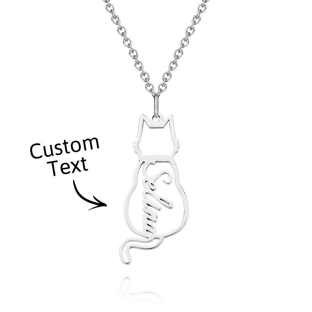 Custom Cat Necklace with Personalised Name Custom Pet Jewellery Cat Jewellery Gifts For Cat Lovers Memorials Gift - soufeeluk