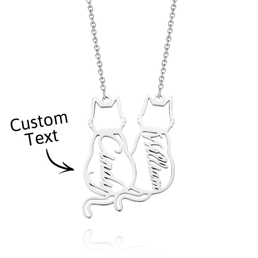 Custom Cat Necklace with Personalised Name Custom Pet Jewellery Cat Jewellery Gifts For Cat Lovers Memorials Gift - soufeeluk