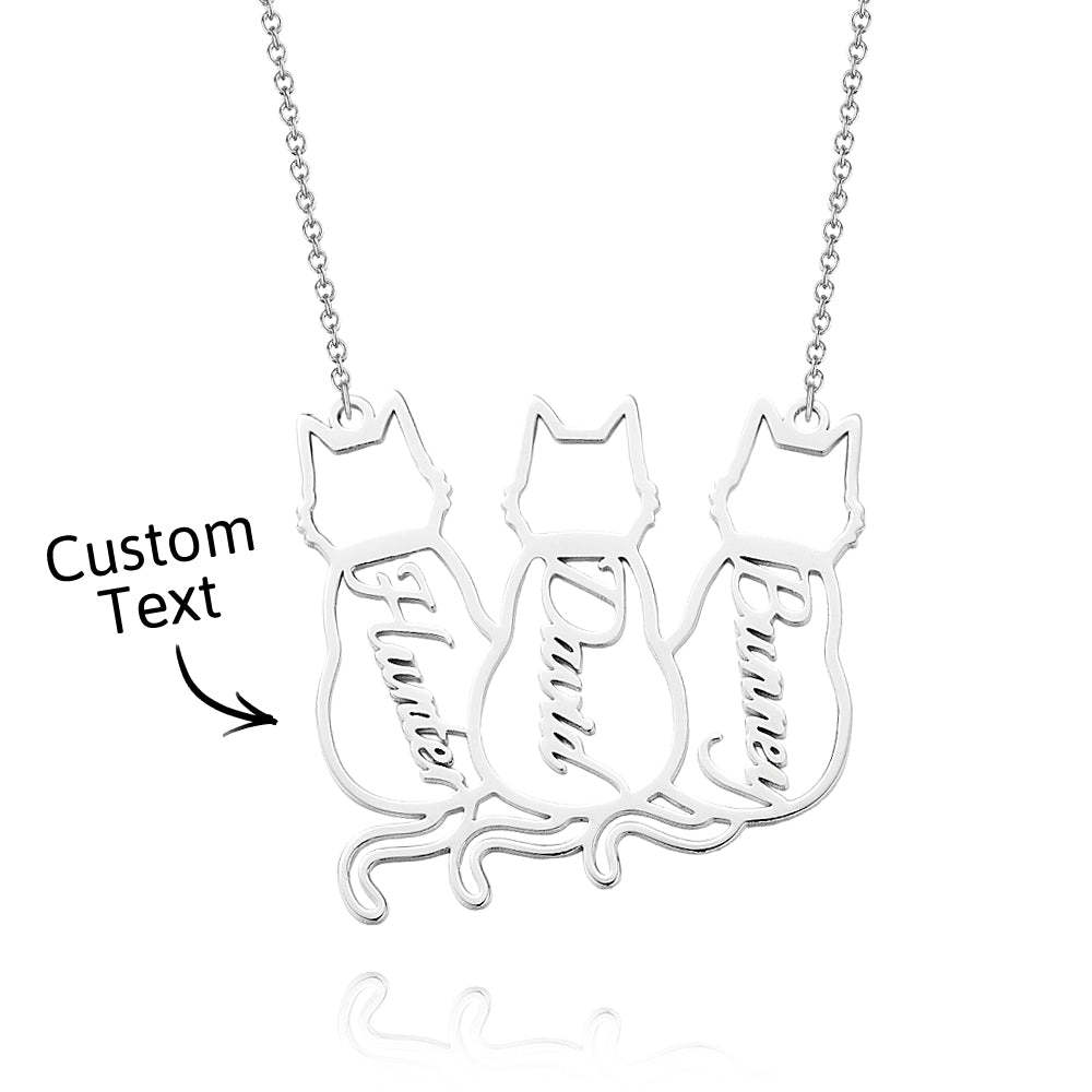 Custom Cat Necklace with Personalised Name Custom Pet Jewellery Cat Jewellery Gifts For Cat Lovers Memorials Gift - soufeeluk