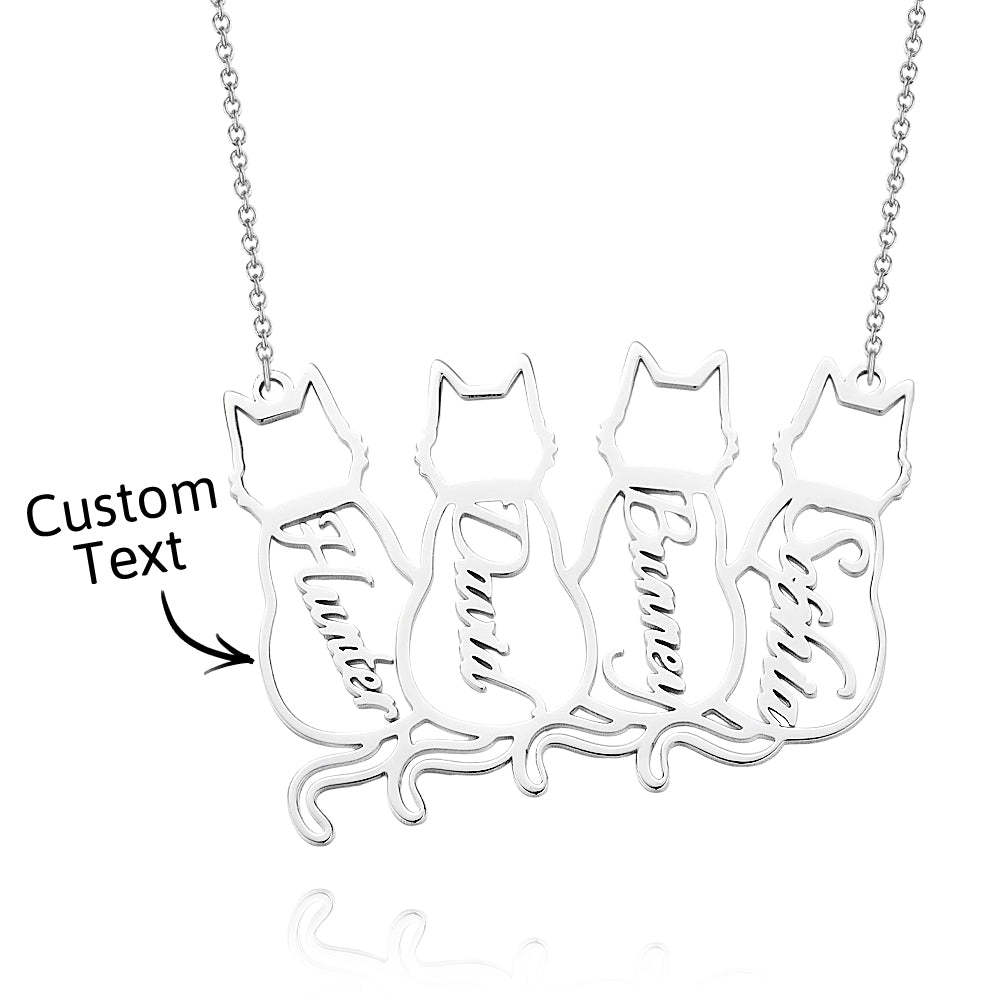 Custom Cat Necklace with Personalised Name Custom Pet Jewellery Cat Jewellery Gifts For Cat Lovers Memorials Gift - soufeeluk