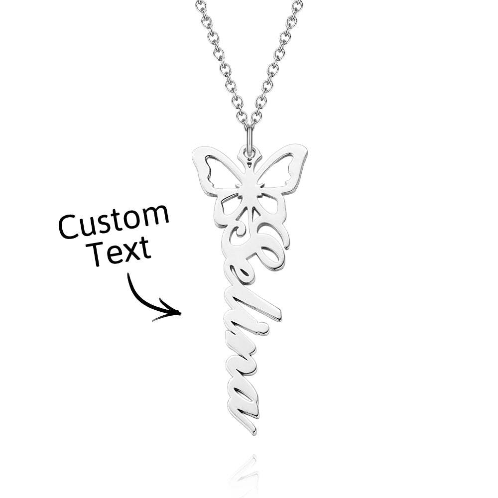 Custom Dainty Birth Butterfly Name Necklace Birthday Bridesmaid Gifts for Mom/Wife/Family/Best Friends - soufeeluk