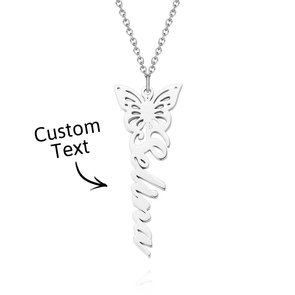 Custom Dainty Birth Butterfly Name Necklace Birthday Bridesmaid Gifts for Mom/Wife/Family/Best Friends - soufeeluk