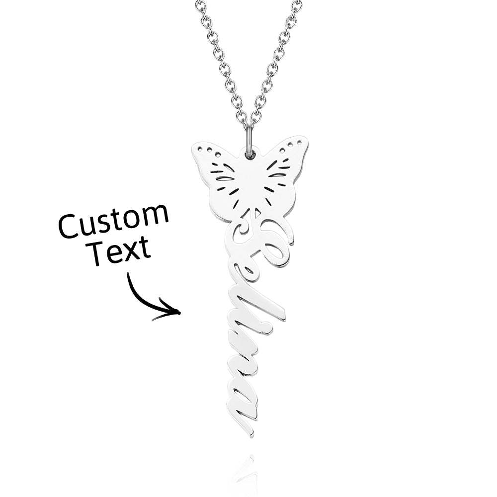 Custom Dainty Birth Butterfly Name Necklace Birthday Bridesmaid Gifts for Mom/Wife/Family/Best Friends - soufeeluk