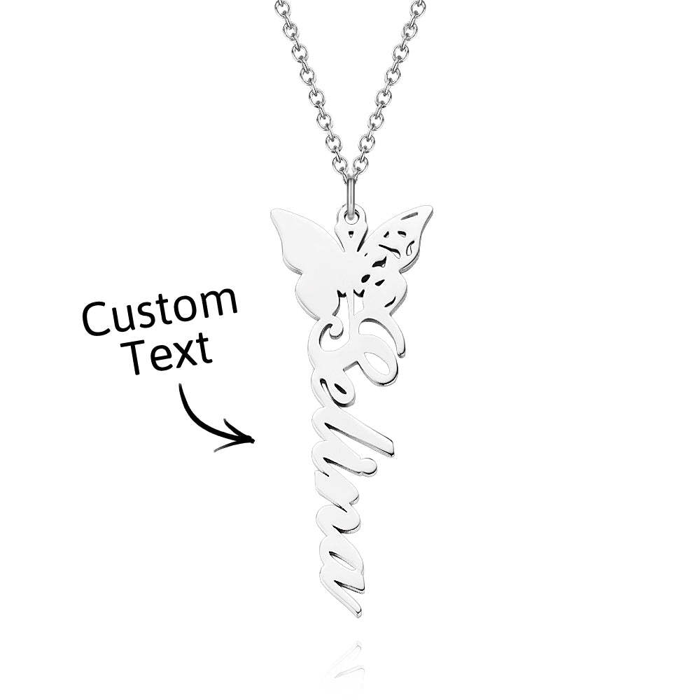 Custom Dainty Birth Butterfly Name Necklace Birthday Bridesmaid Gifts for Mom/Wife/Family/Best Friends - soufeeluk