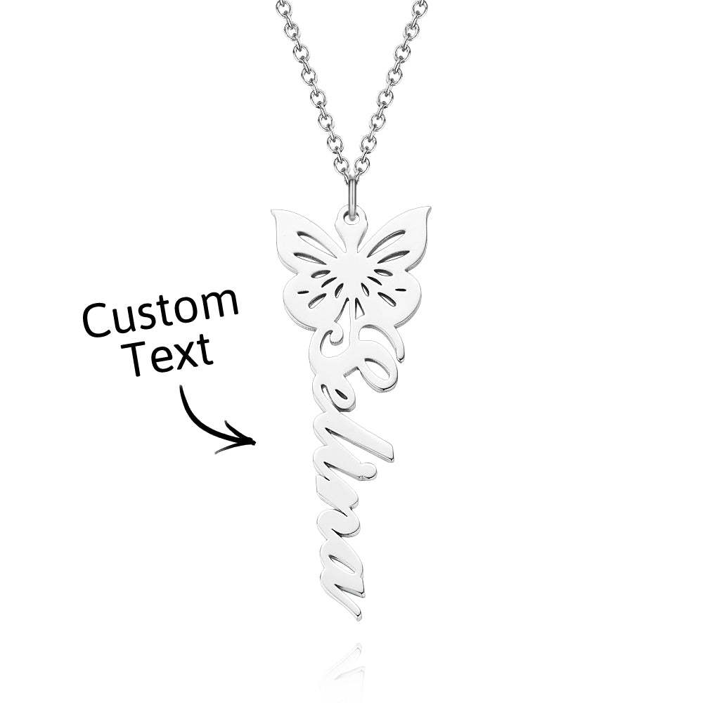 Custom Dainty Birth Butterfly Name Necklace Birthday Bridesmaid Gifts for Mom/Wife/Family/Best Friends - soufeeluk