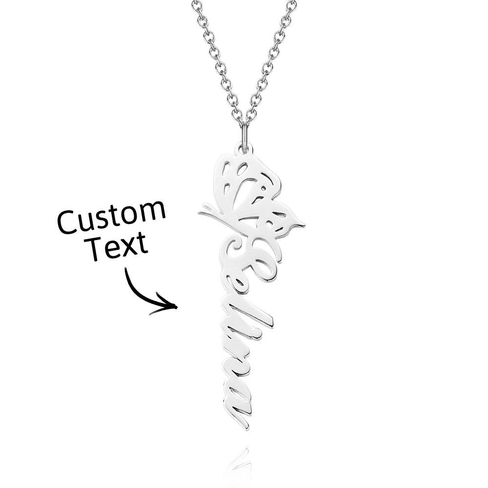 Custom Dainty Birth Butterfly Name Necklace Birthday Bridesmaid Gifts for Mom/Wife/Family/Best Friends - soufeeluk