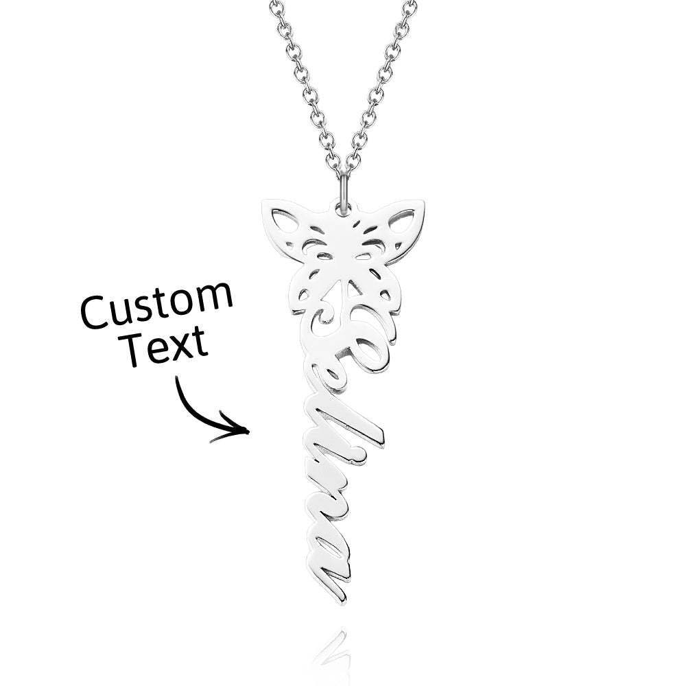 Custom Dainty Birth Butterfly Name Necklace Birthday Bridesmaid Gifts for Mom/Wife/Family/Best Friends - soufeeluk